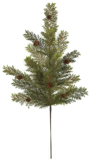 Artificial Classic Christmas Cedar Spray with Pine Cones 30"