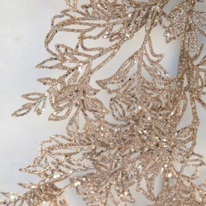 Champagne Glittered Leaf Garland 76"