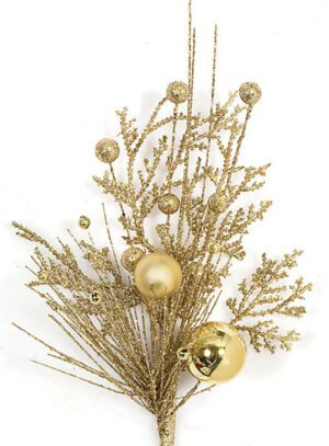 Glittering Gold Berry/Ball Pick 15"