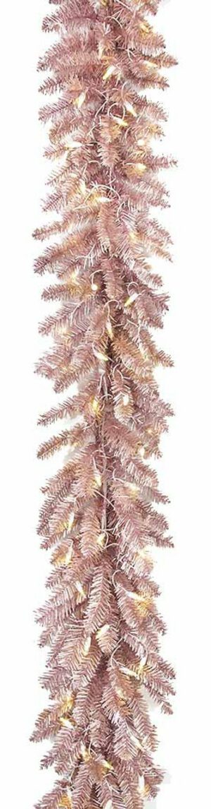 Matte Blushing Rose Garland 6'