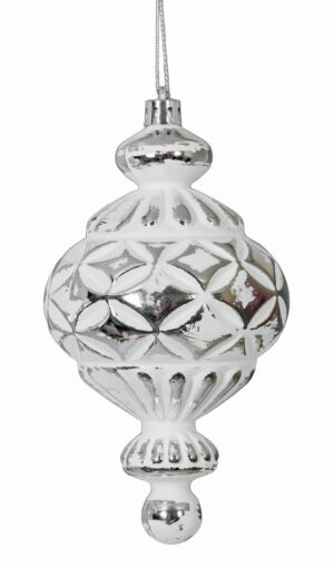 Luxe Whitewashed Finial Reflective Silver/White 5.5 (Qty 12)